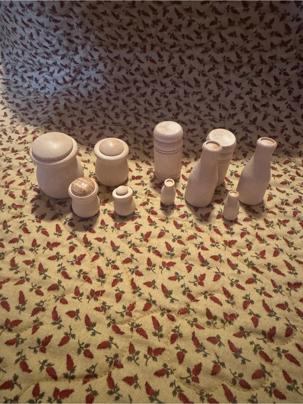Unfinished Wooden canisters and Bottles Set - Natural Wood
